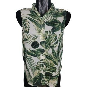 H&M Sleeveless Tropical Leaf Print Blouse 2
